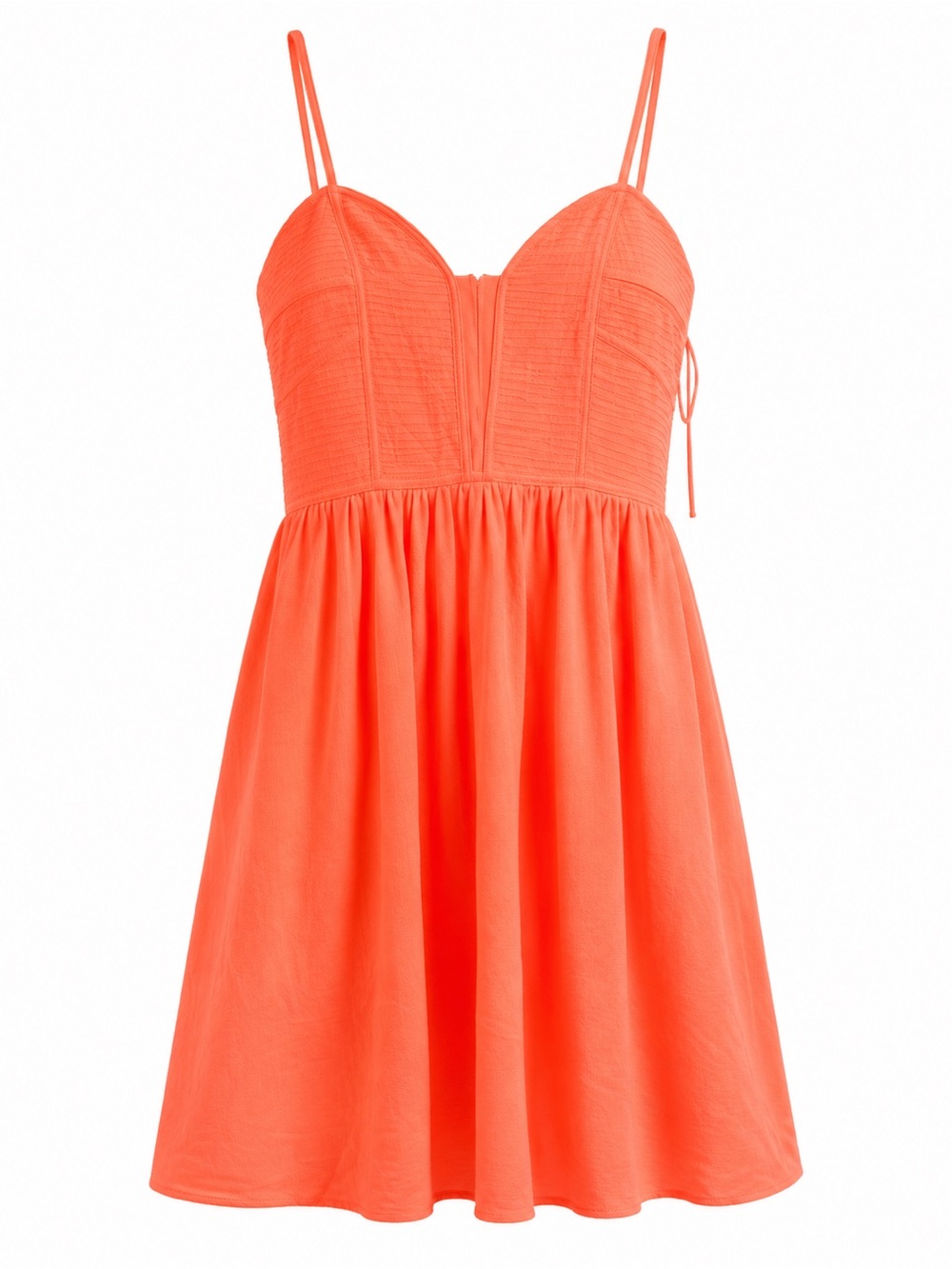 Adjustable Spaghetti-Strap Mini Dress in Neon Orange
